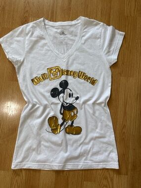 Disney Mickey Mouse Gold Graphic Tee Walt Disney World Size L